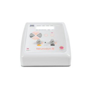 Neurodyn III Eletroestimulador de Mesa: dispositivo terapêutico com painel de controle digital, ideal para estimulação elétrica, alívio da dor e reabilitação muscular.